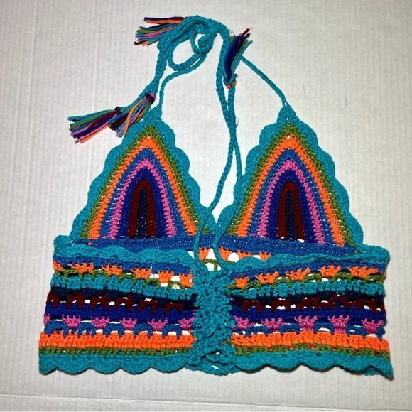 Colorful Crochet Knitted Halter Top - Picture 4 of 8